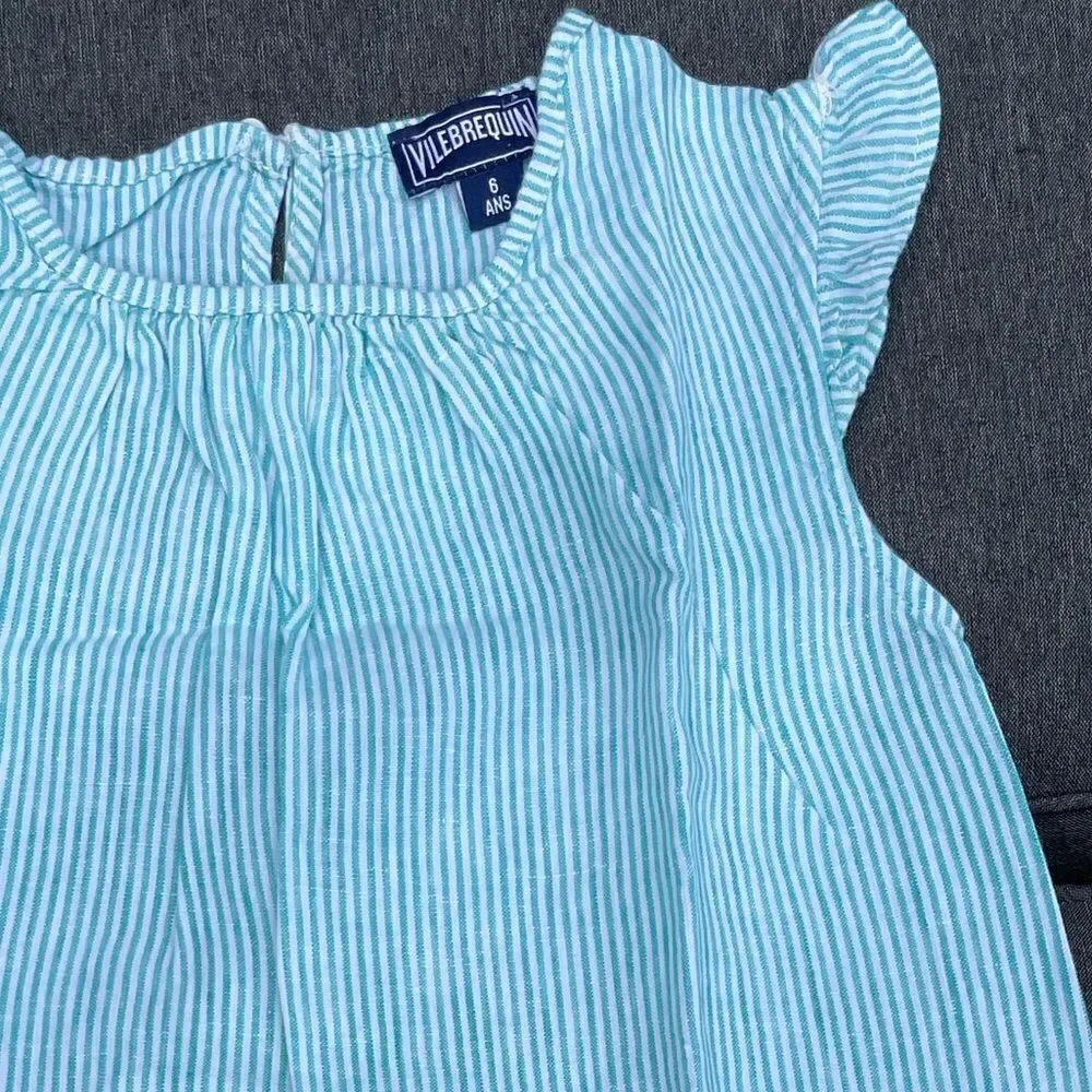 Vilebrequin Striped Sleeveless Dress with Embroidered Detail Size 6